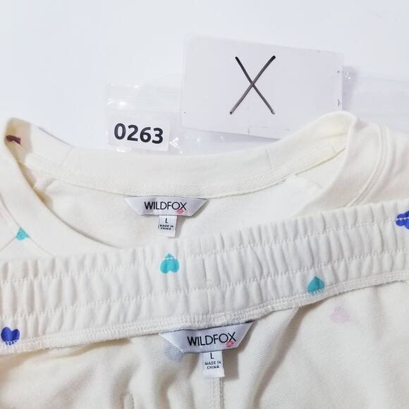 WildFox Oatmeal Hearts Print Sweatshirt and Short Lounge Co-Ord Sets - Picture 13 of 13